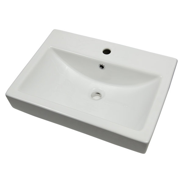 MSI 24" X 17" Tall White Rectangular Overmount Bathroom Sink with ...